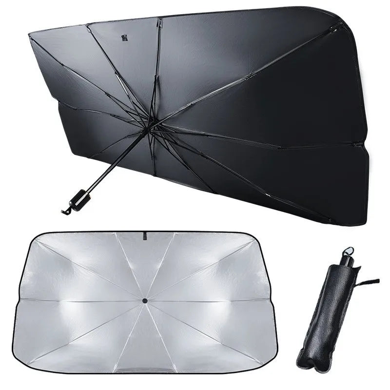 Retractable Front Windshield Sun Shade — Heat & UV Protection, Foldable