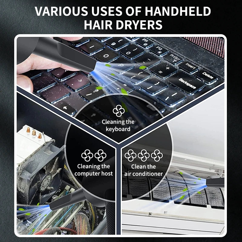 Handheld Car Vacuum — 15,000PA Cordless, Blow & Suction, Multiple Nozzles