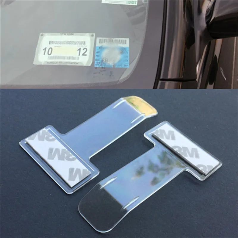 Car Windshield Parking Permit Holder — Self-Adhesive Clear Clip