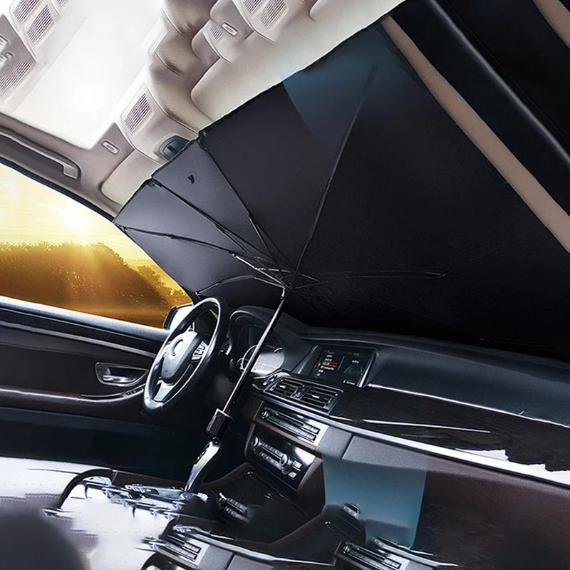 Retractable Front Windshield Sun Shade — Heat & UV Protection, Foldable