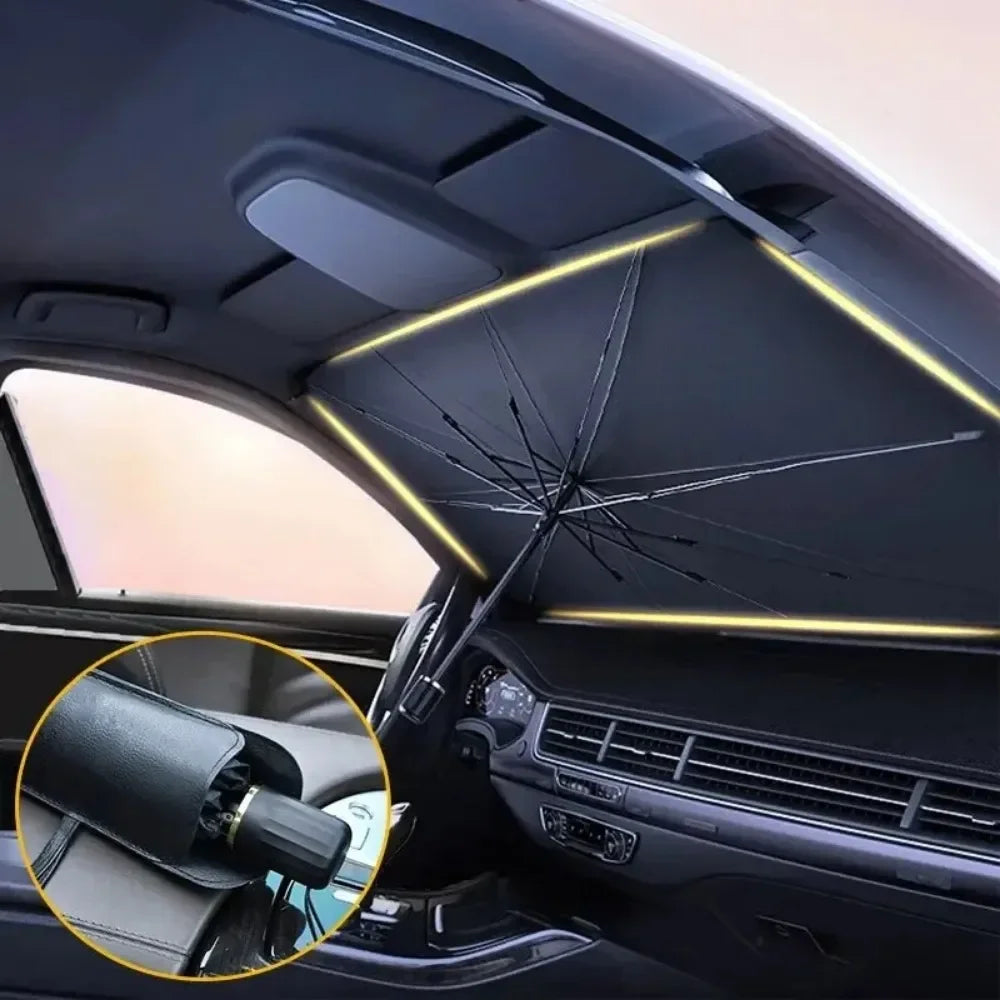 Privacy Sun Curtain Shade — Front Windshield Umbrella Style, Summer Protection