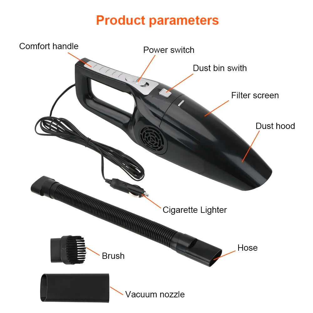 Wet & Dry Car Vacuum — 12V 120W Powerful Handheld, Auto & Home