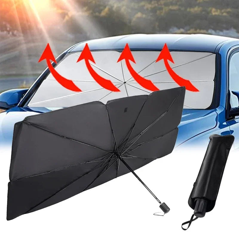 Interior Windshield Sun Shade — Umbrella Style, Summer Heat Protection