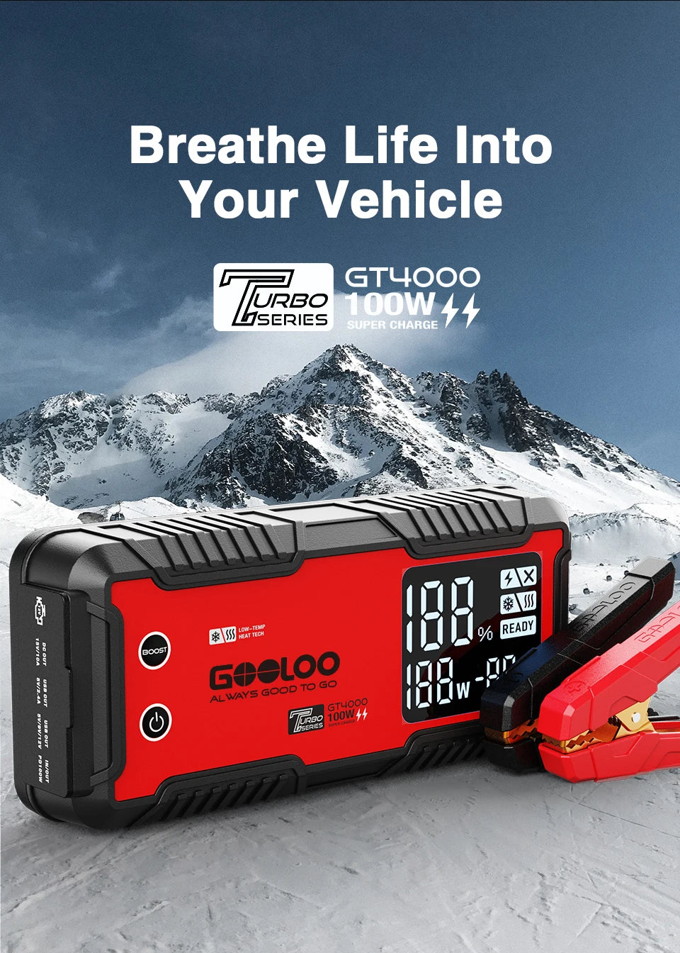 GOOLOO 20000mAh Car Jump Starter 12V Car Battery 4000A Peak Current Portable Charger Portable Power Bank for Emergency Device