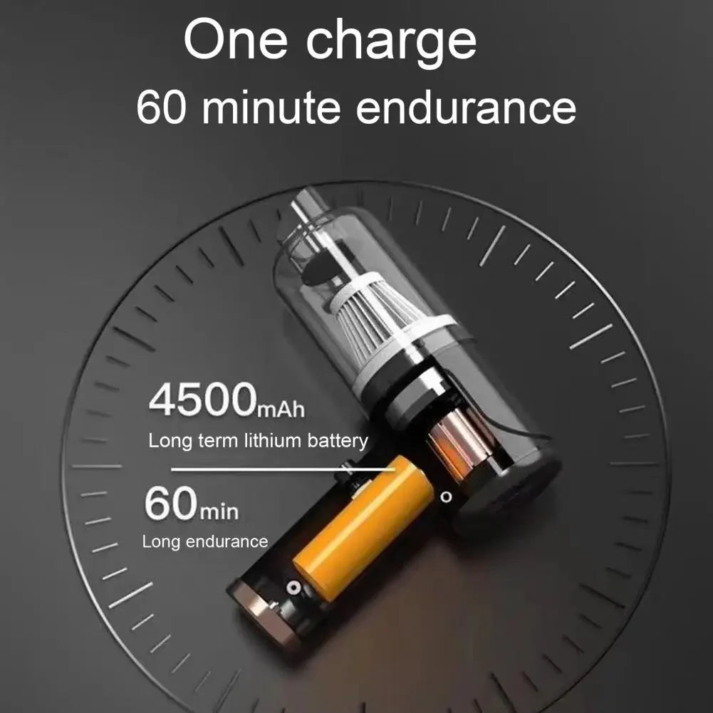 USB Cordless Car Vacuum — Strong Suction Handheld, Home & Auto Ready