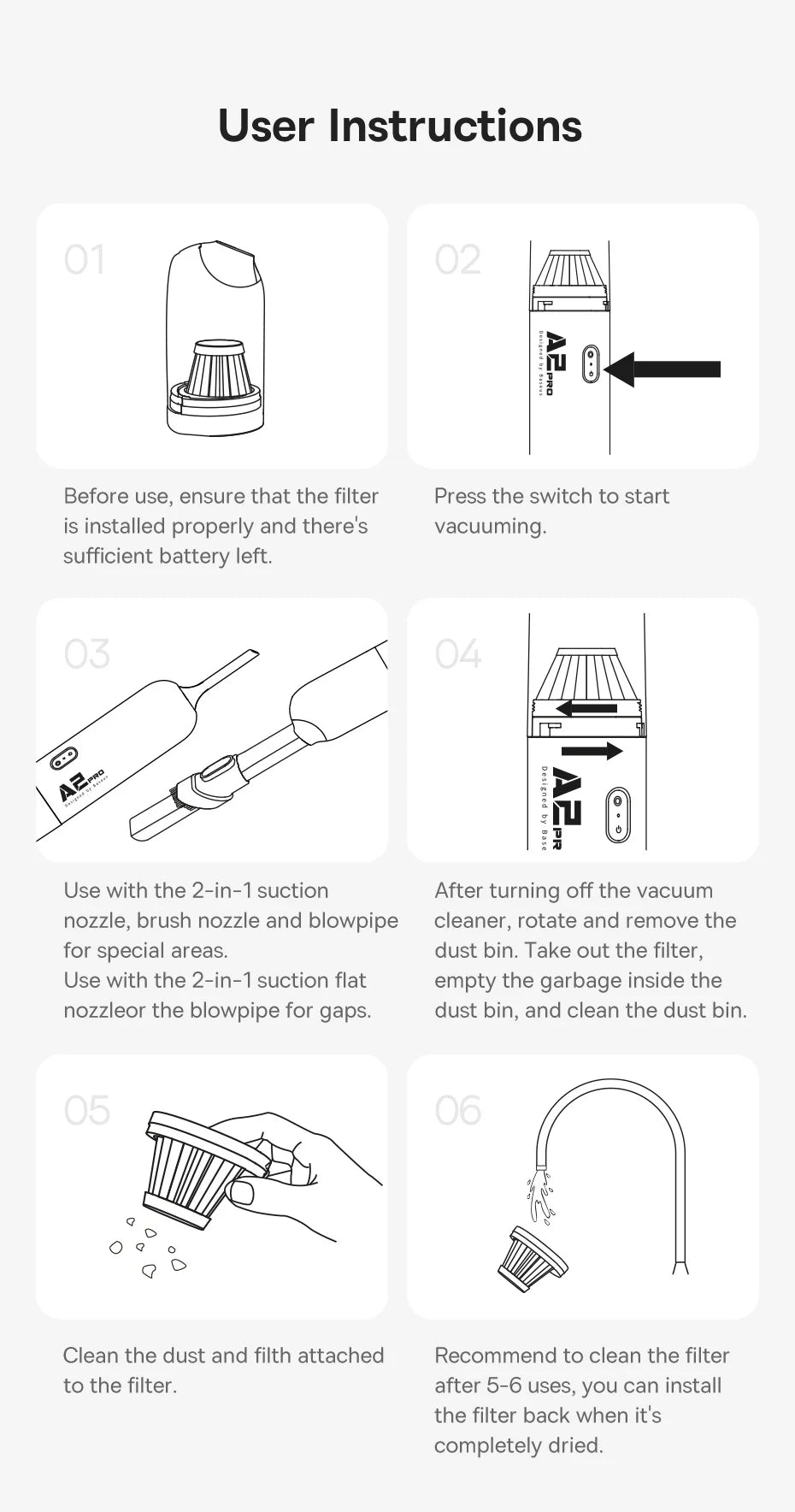 Baseus Car Vacuum — 6,000PA Blow & Vacuum 2-in-1, Home & Office