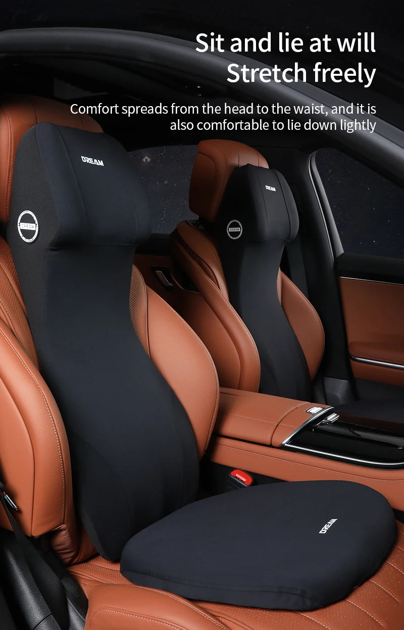 Memory Foam Car Headrest Lumbar Support Neck Pillow Back Cushion Seat Waist Car Interior Accessories for Comfortable Travel