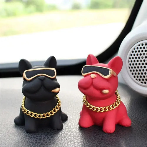 Bulldog Car Dashboard Ornament — Resin Figurine Desk & Console Decoration