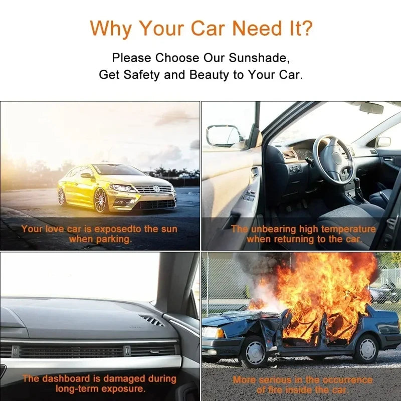 Car Windshield Sun Shade — Anti-UV Visor Cover, Foldable Parasol