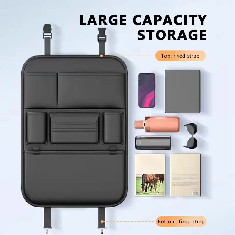 Backseat Car Organizer & Kick Mat — Waterproof with Tablet Holder, Kids & Family Road Trips