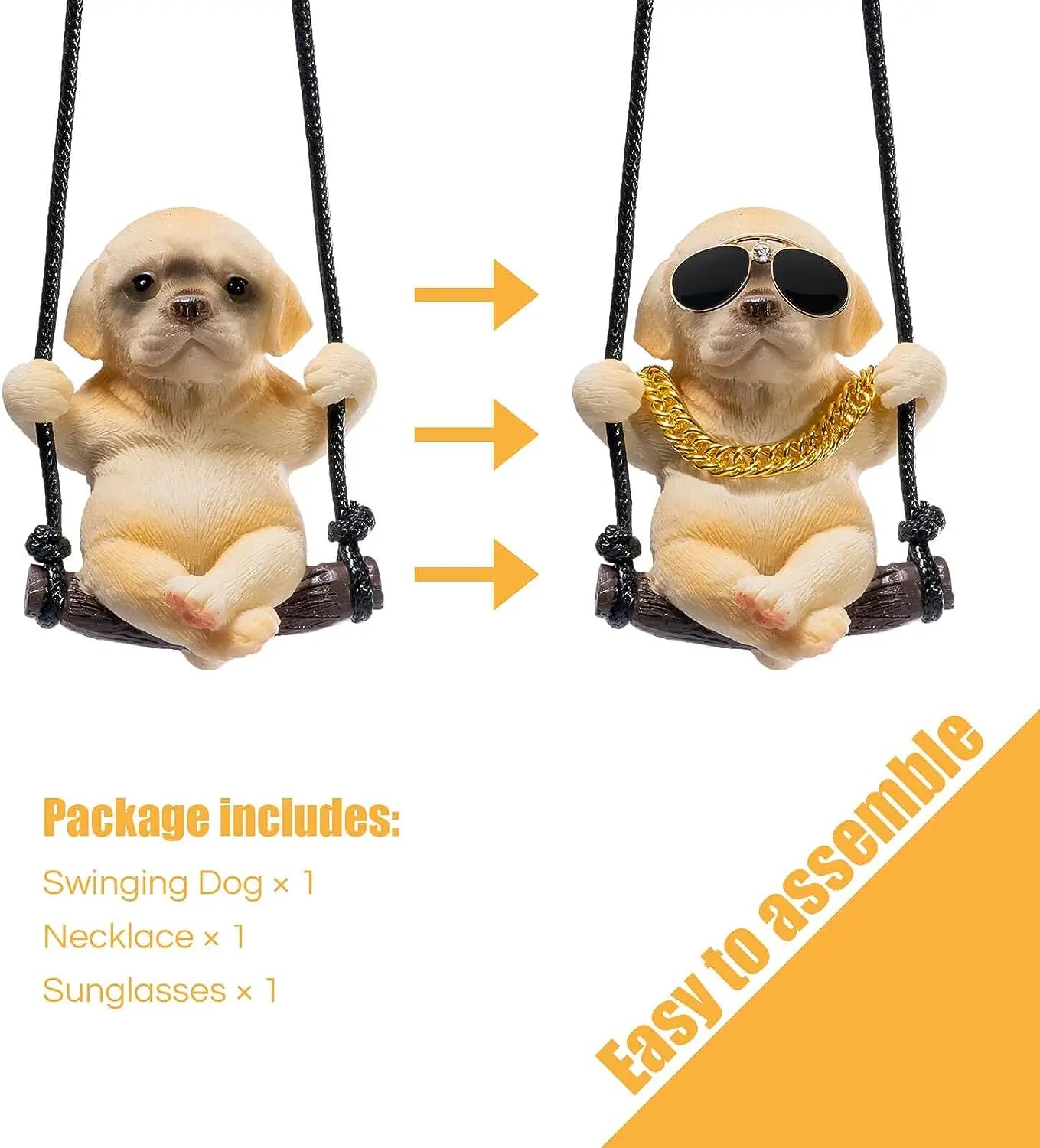 Labrador Retriever Car Mirror Hanging Accessories Cute Swinging Dog Rear View Mirror Accessories for Men & Women