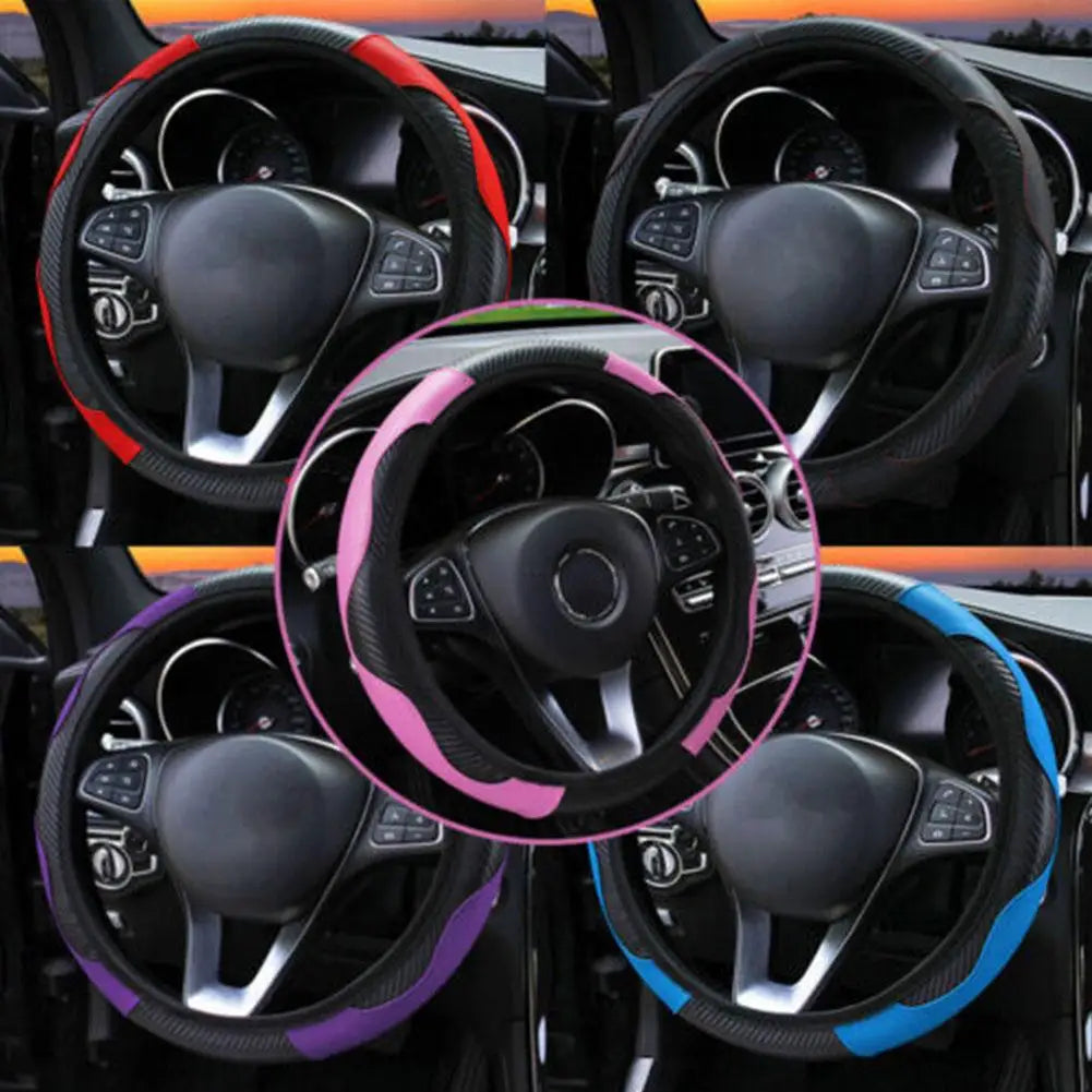 Leather Steering Wheel Cover — Anti-Slip Protector, Breathable Grip
