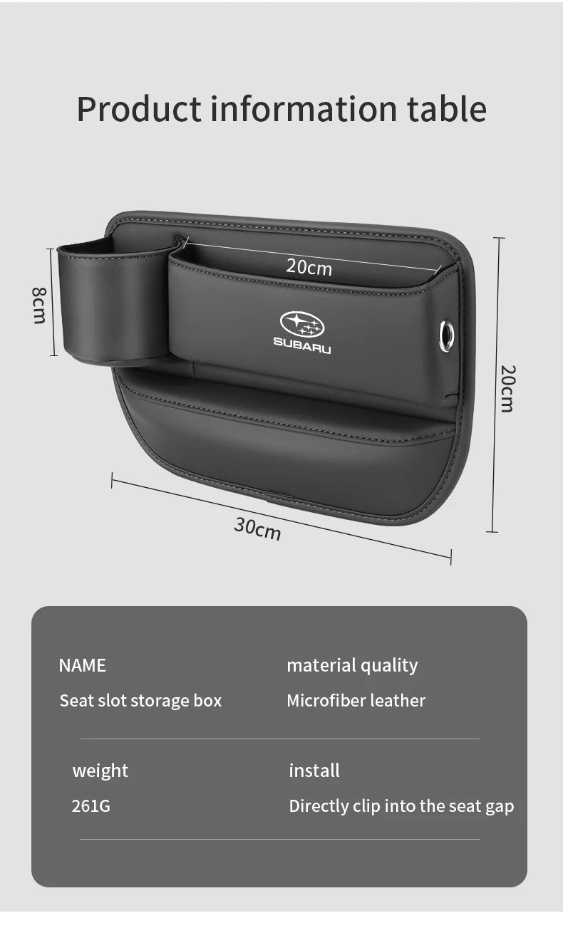 Car Sewn Seat Gap Crevice Slot Leather Storage Box For Subaru Brz Ascent Forester Impreza Legacy Outback WRX XV Auto Accessories