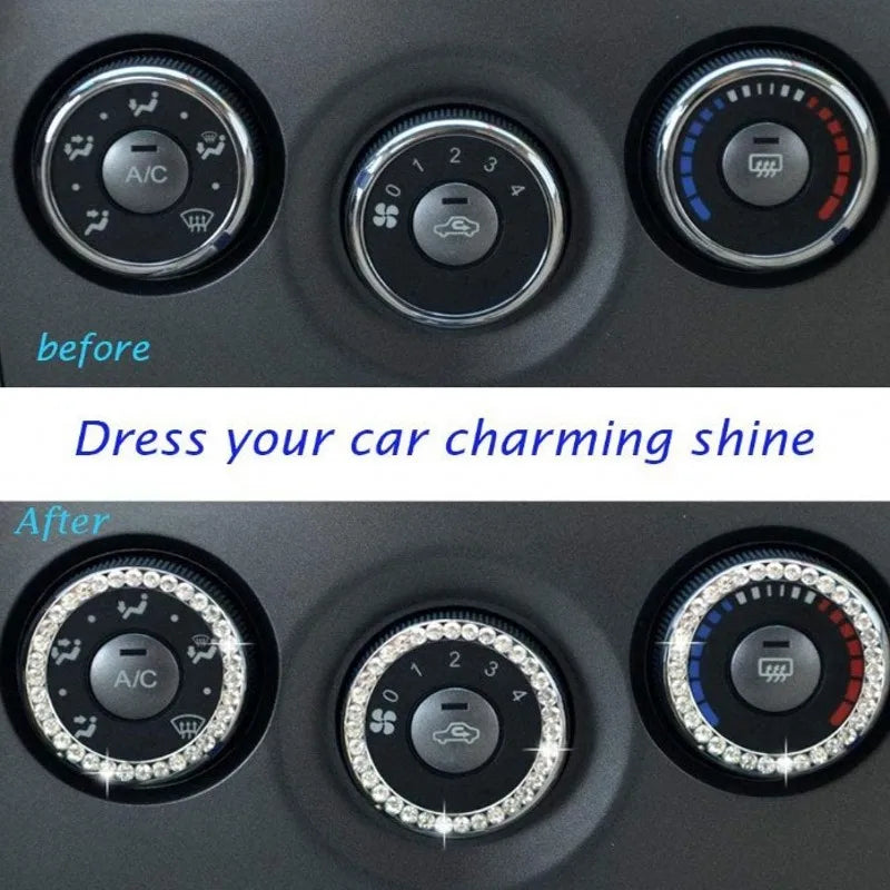 New Car One-key Start Button Decoration Ring with Diamond Rhinestone Circle Start Stop Switch Ring Car Interior Accessories