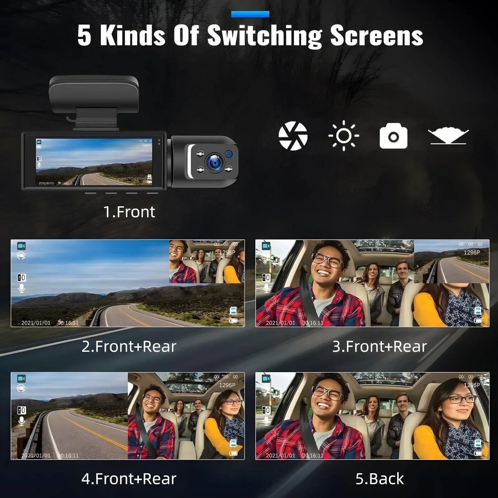 Dash Camera 1080P Full HD with Night Vision - angle view
