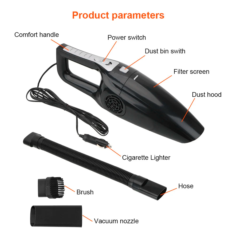 Wet & Dry Car Vacuum — 12V 120W Powerful Handheld, Auto & Home