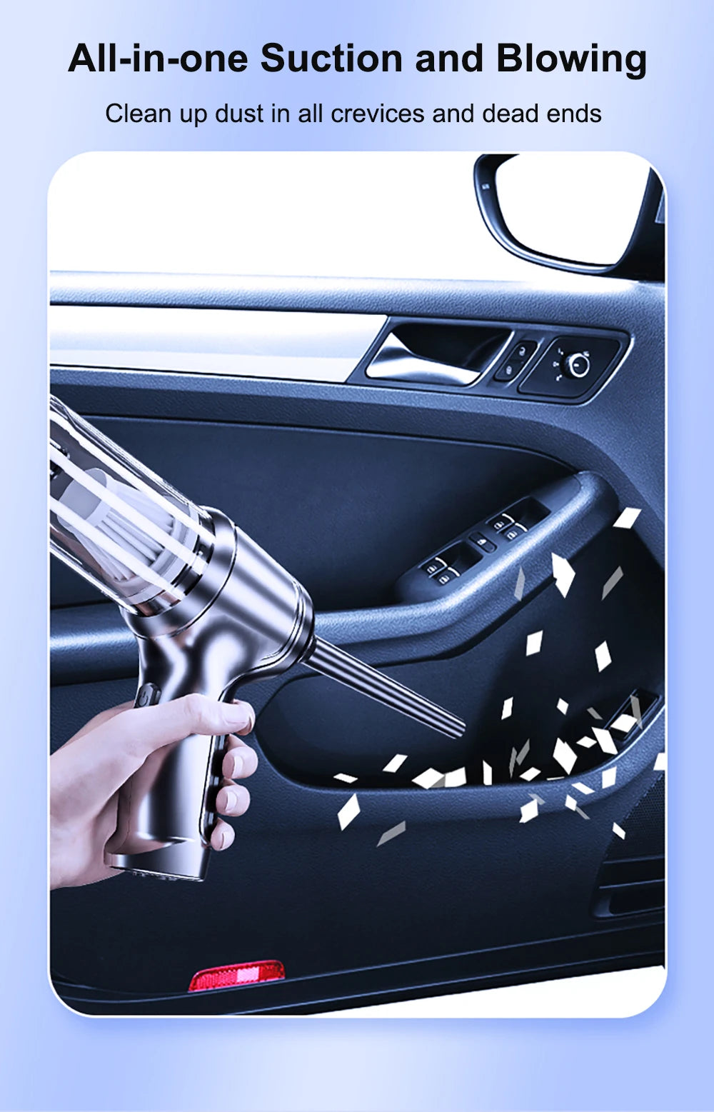 Cordless Car Vacuum — 95,000PA High Suction, 2-in-1 Blower & Vacuum
