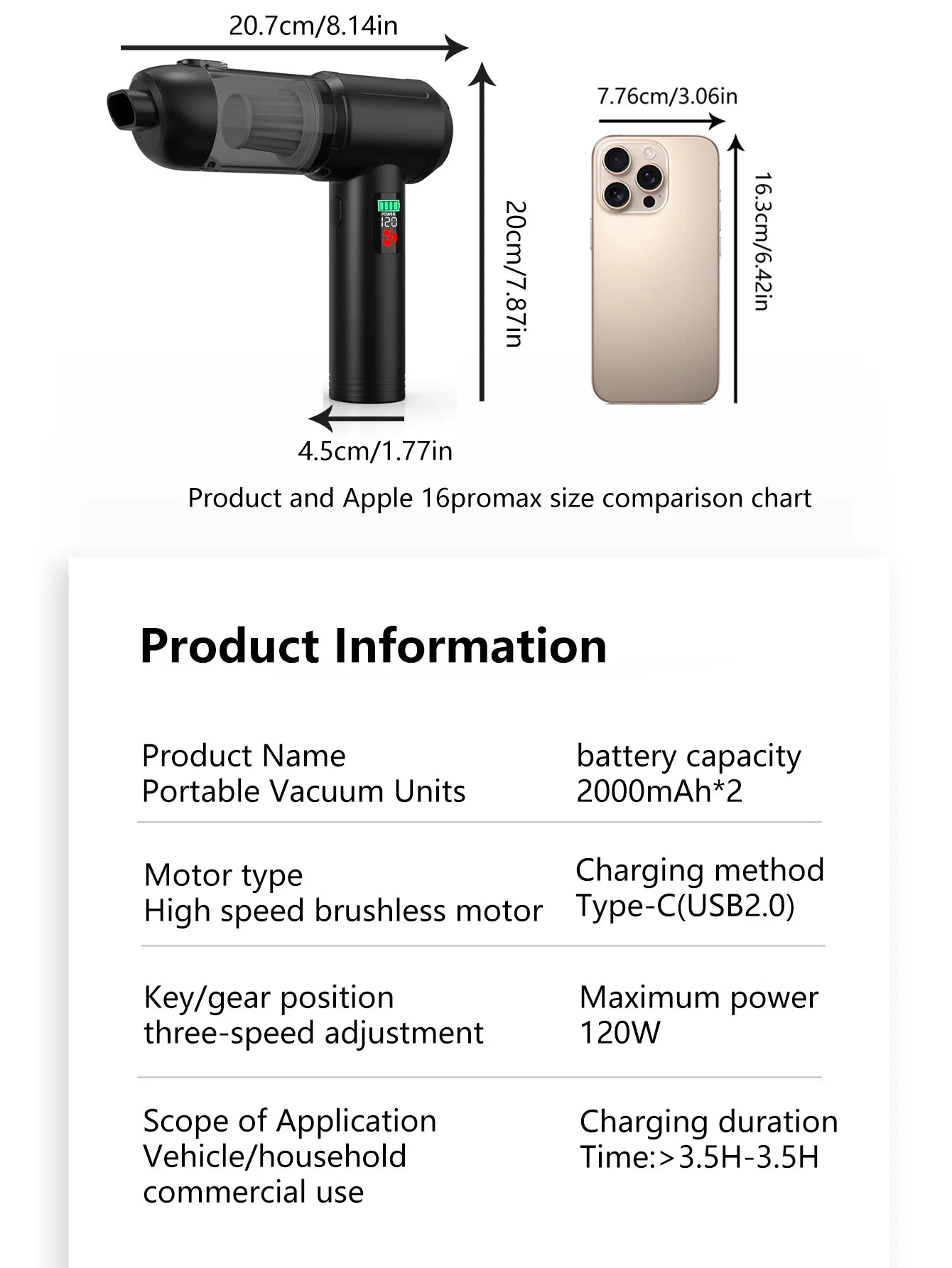 Mini High-Power Car Vacuum — Instant Suction, No Backflow, Home & Auto