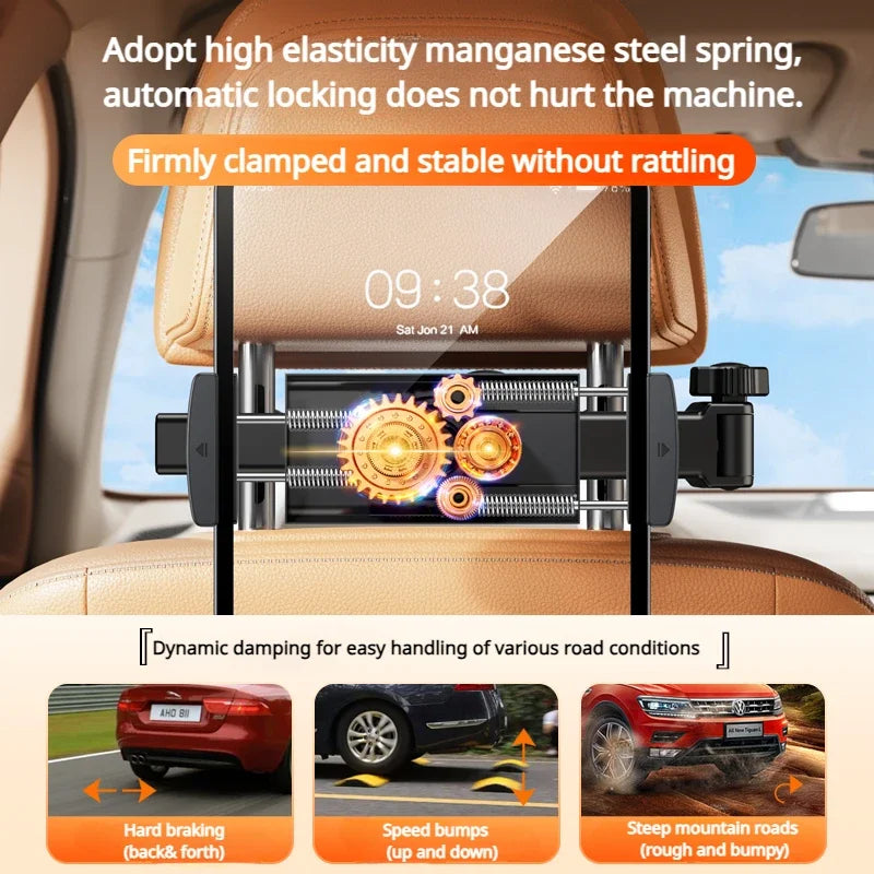 Rear Headrest Phone & Tablet Holder — Foldable 360° Back-Seat Mount