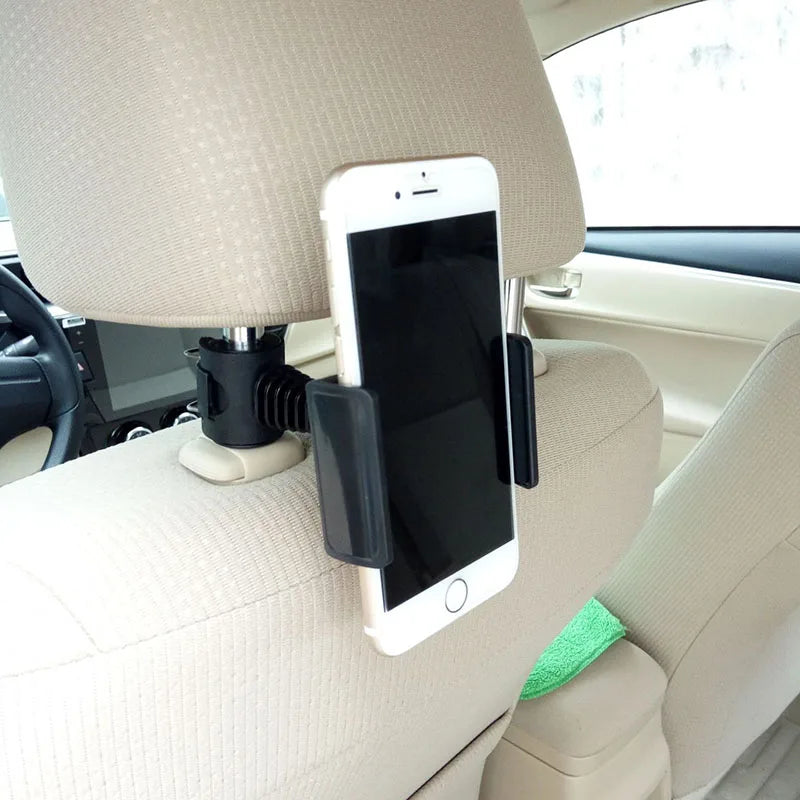 2023 New Universal Car Back Seat Headrest Support Bracket Adjustable 360 Degree Rotating IPad Mobile Phone Black Bracket In Car