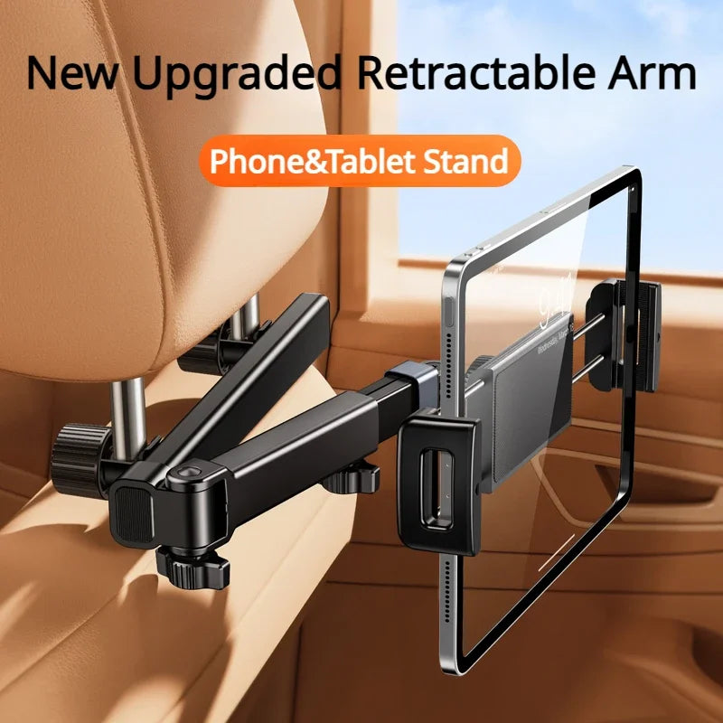Rear Headrest Phone & Tablet Holder — Foldable 360° Back-Seat Mount