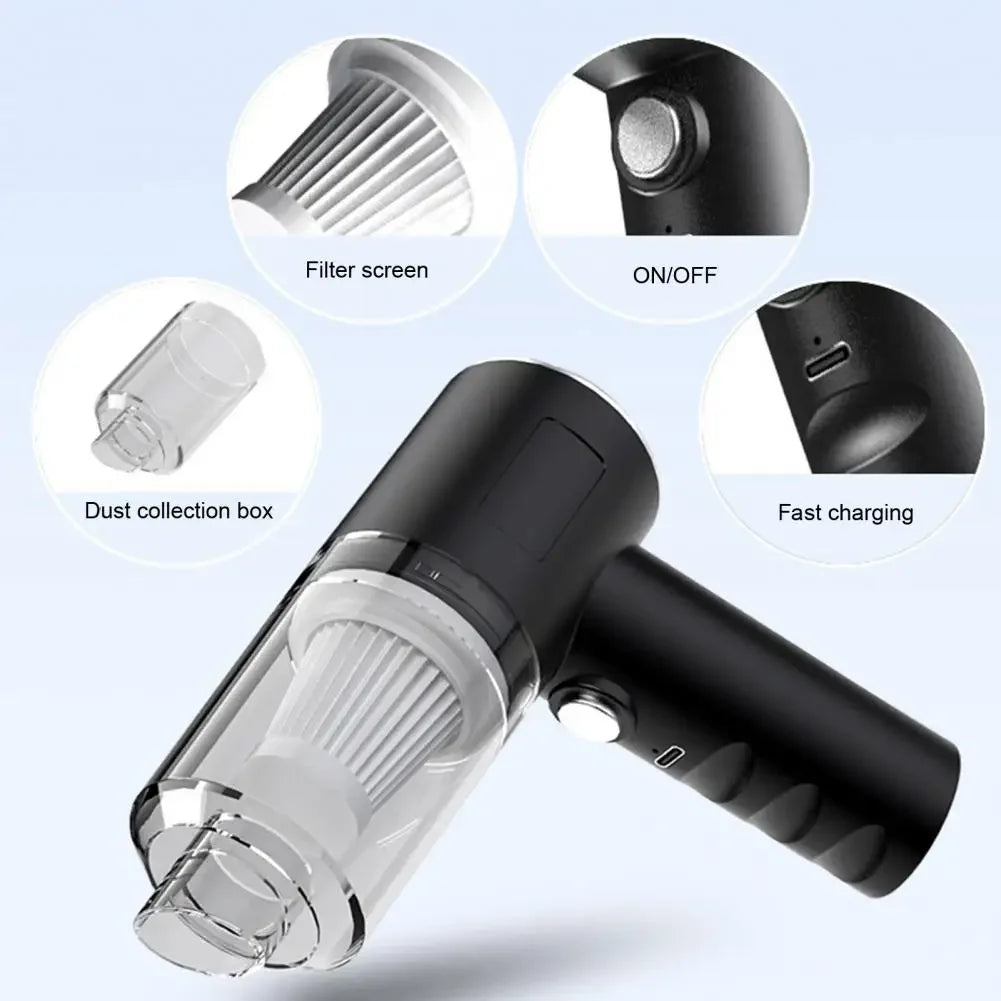 USB Cordless Car Vacuum — Strong Suction Handheld, Home & Auto Ready