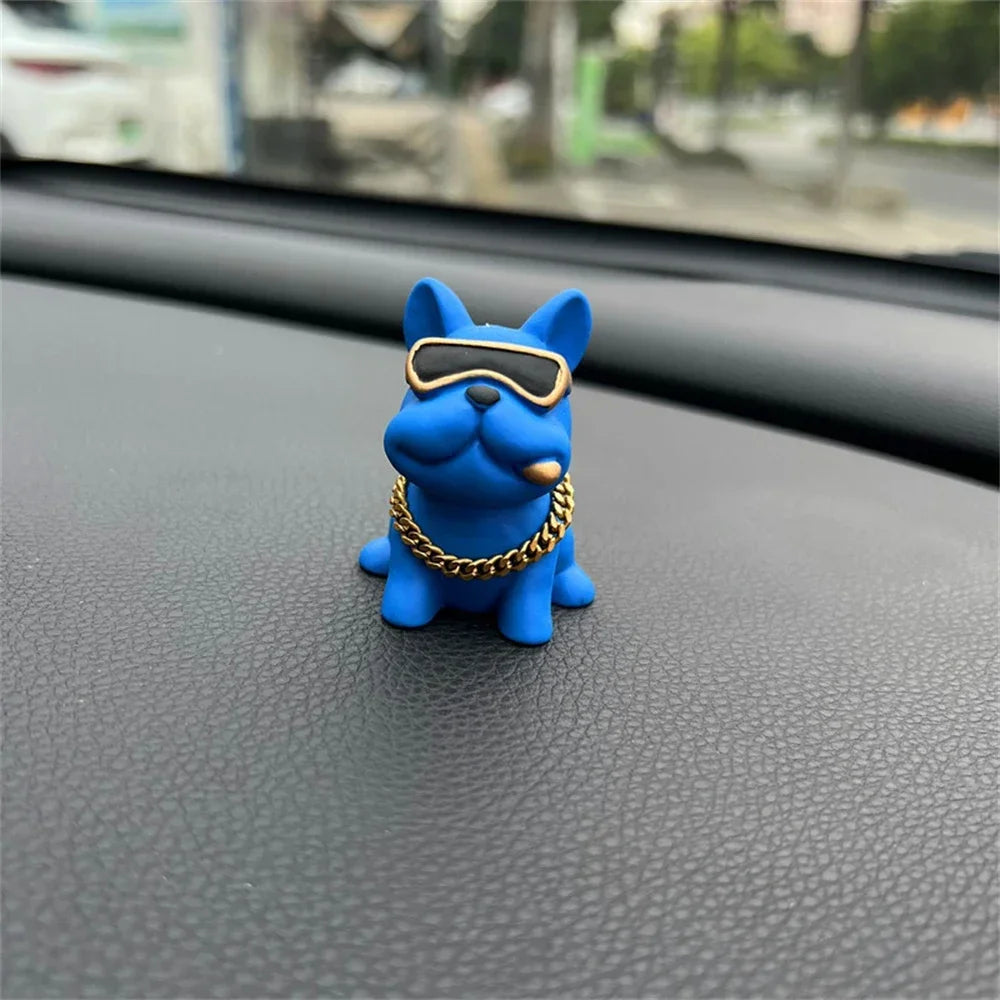 Bulldog Car Dashboard Ornament — Resin Figurine Desk & Console Decoration