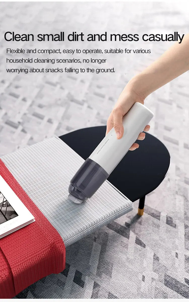 Rechargeable Mini Car Vacuum — Powerful Suction, USB Charging
