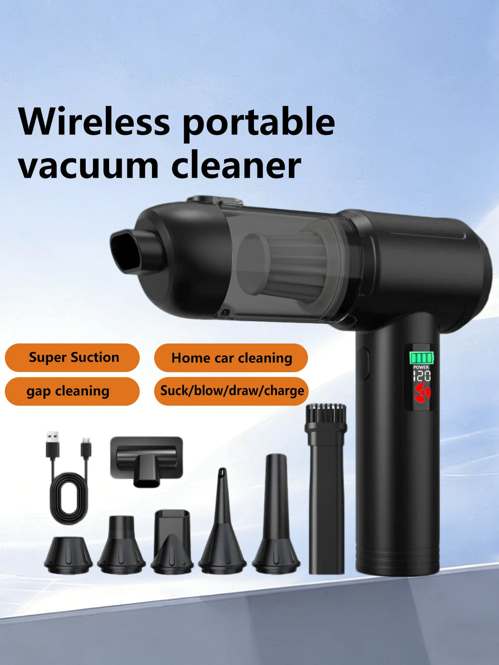 Mini High-Power Car Vacuum — Instant Suction, No Backflow, Home & Auto