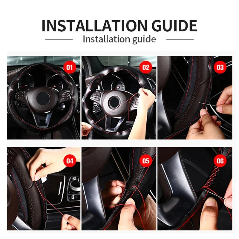 Genuine Leather Braided Steering Wheel Cover — Anti-Scratch, Universal Fit