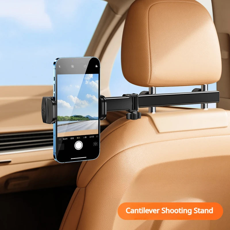 Rear Headrest Phone & Tablet Holder — Foldable 360° Back-Seat Mount