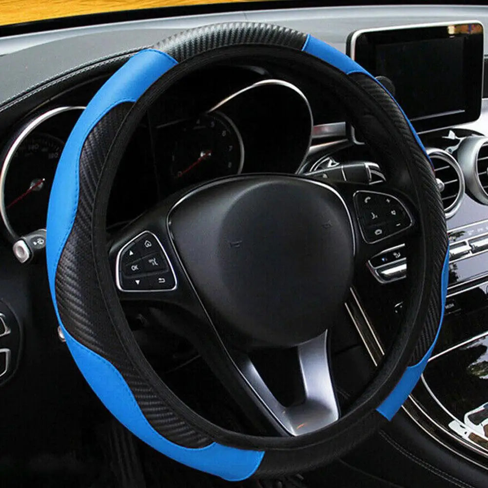 Leather Steering Wheel Cover — Anti-Slip Protector, Breathable Grip
