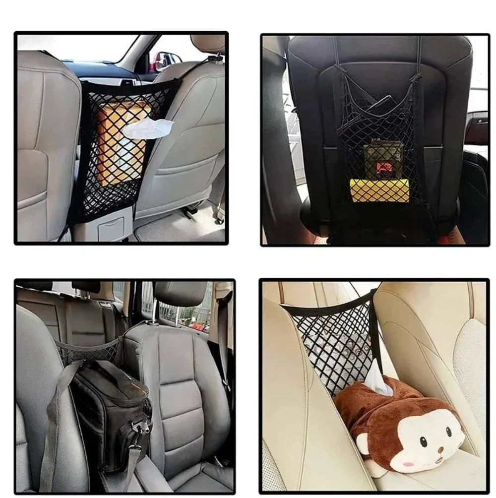 Elastic Car Seat Middle Storage Net Pocket for Vehicle Interior Organization Car Screen Isolation Net And Seat Back Storage Bag