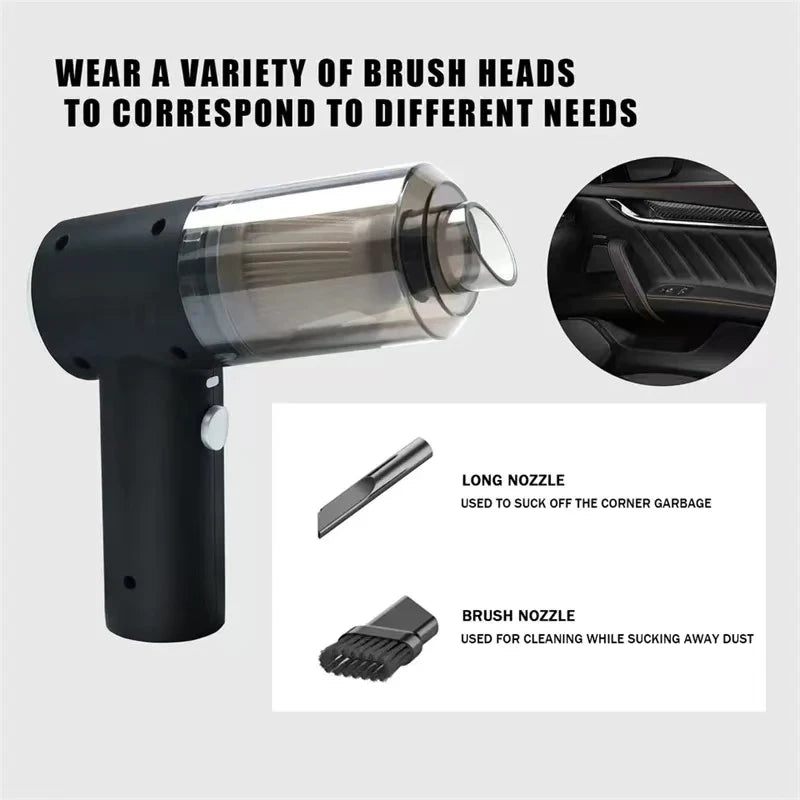 Portable Pump Car Vacuum — Multi-Purpose Compact Handheld Cleaner