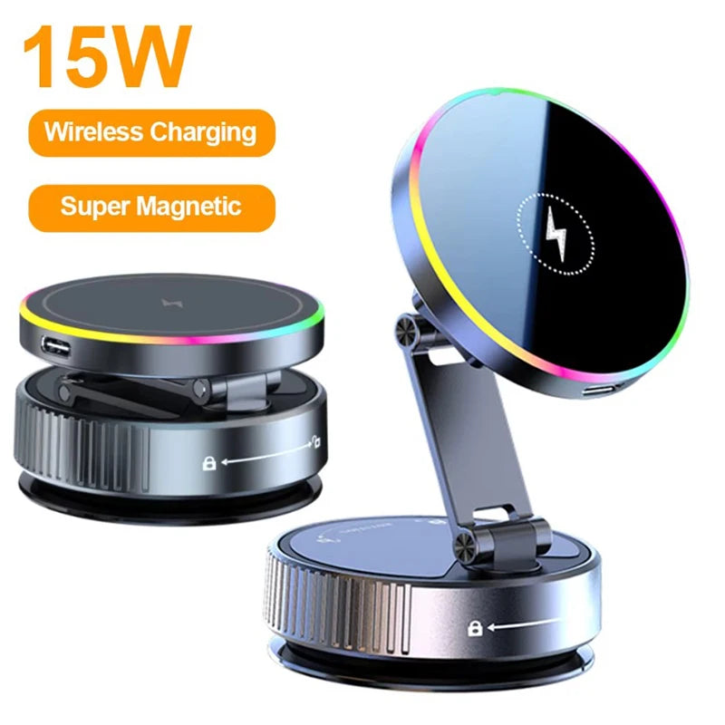 Wireless Car Charger Mount 15W fast charging auto-clamp