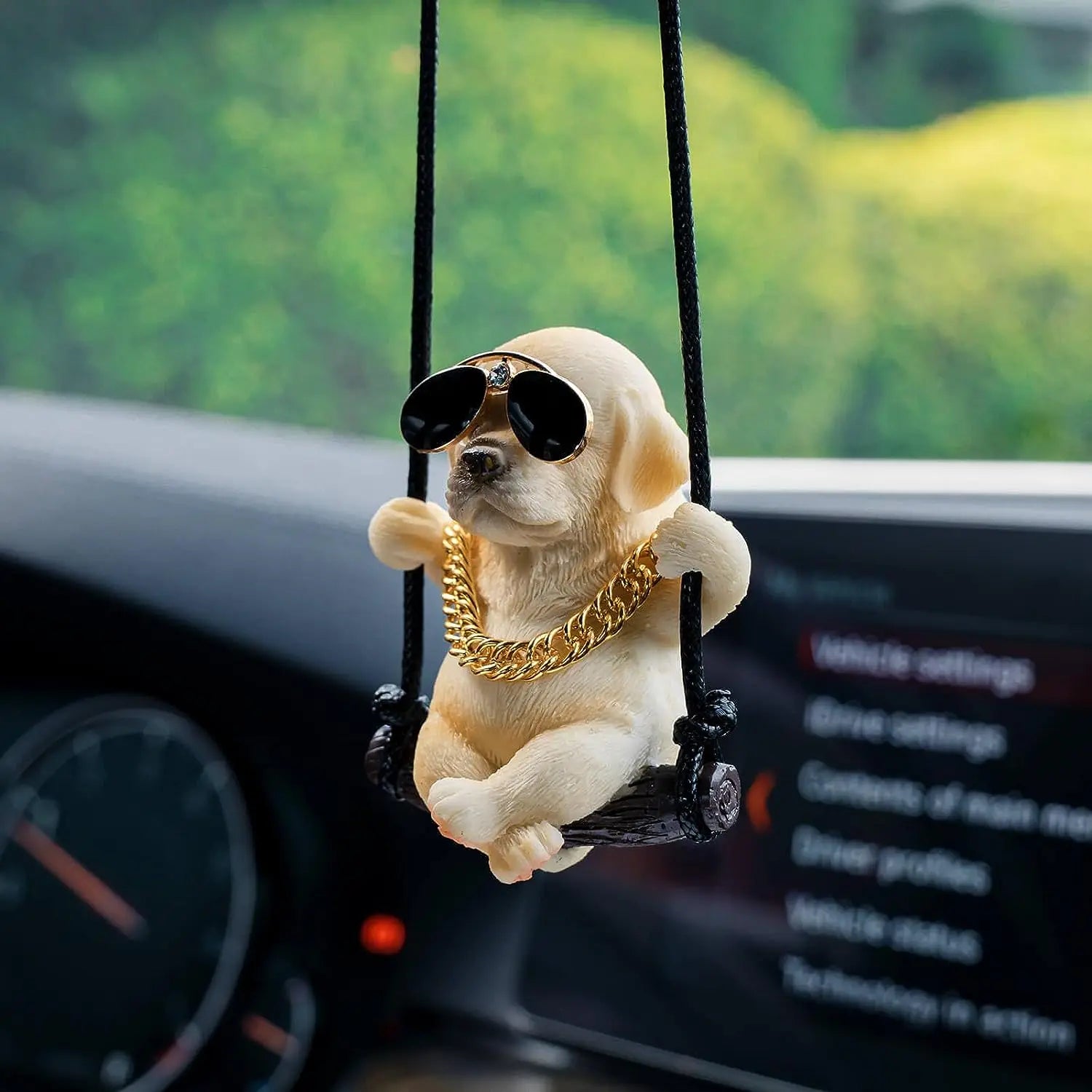 Labrador Retriever Rearview Mirror Charm — Swinging Resin Dog Pendant