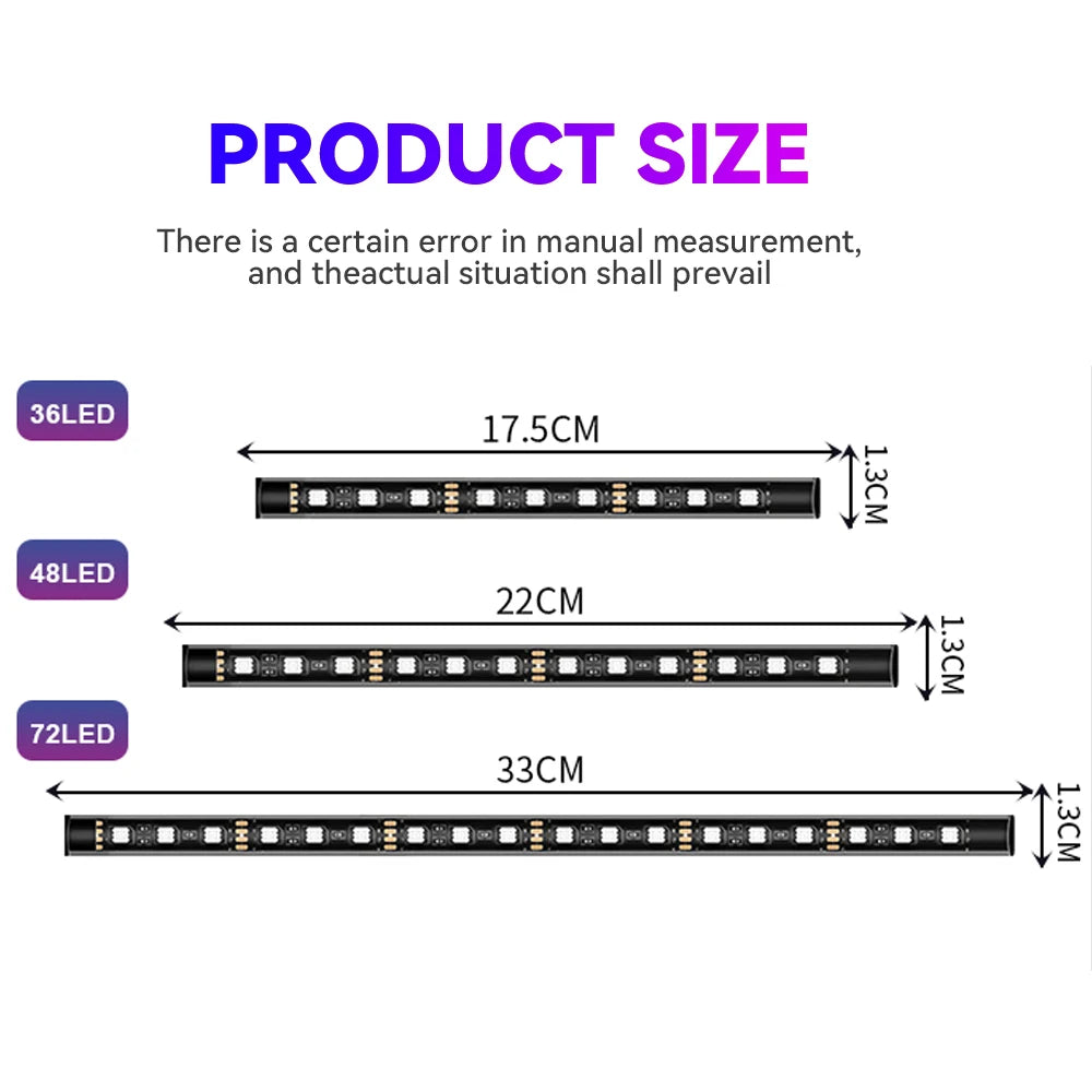 Car Interior LED Ambient Strip Lights — Music Sync, 16M Colors, App & Remote