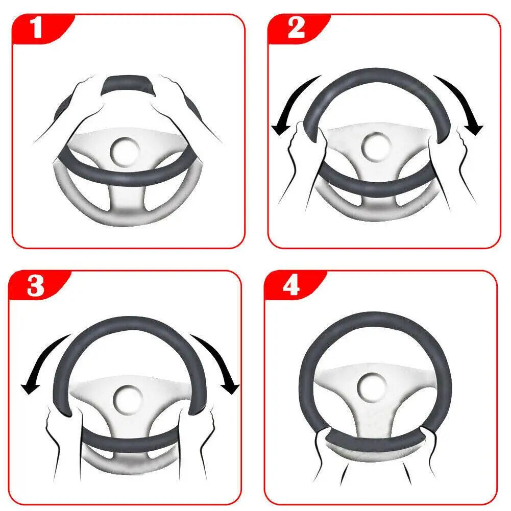 Leather Steering Wheel Cover — Anti-Slip Protector, Breathable Grip