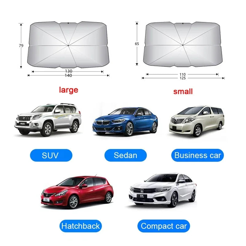 Foldable Reflective Windshield Sun Shade — Universal Fit, Most Cars & SUVs