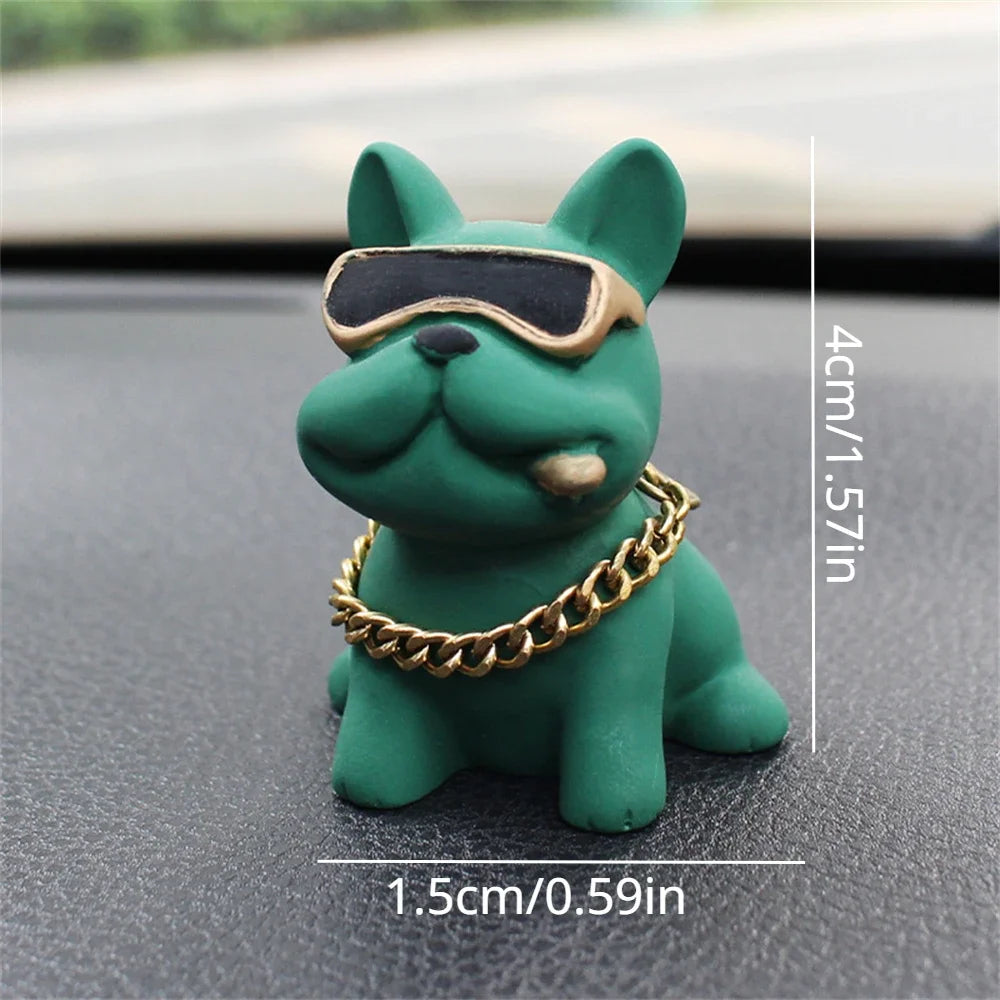 Bulldog Car Dashboard Ornament — Resin Figurine Desk & Console Decoration