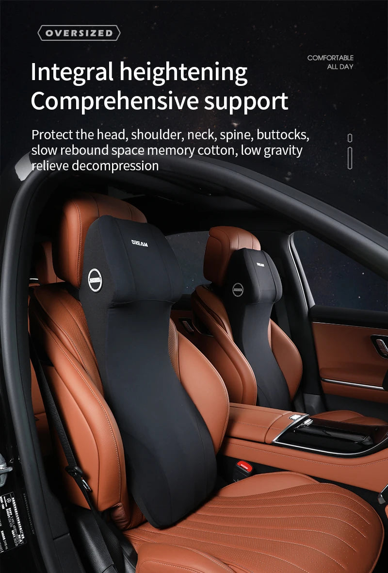 Memory Foam Car Headrest Lumbar Support Neck Pillow Back Cushion Seat Waist Car Interior Accessories for Comfortable Travel