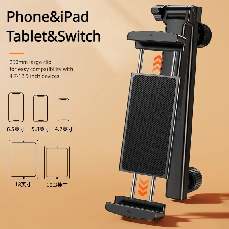 Rear Headrest Phone & Tablet Holder — Foldable 360° Back-Seat Mount