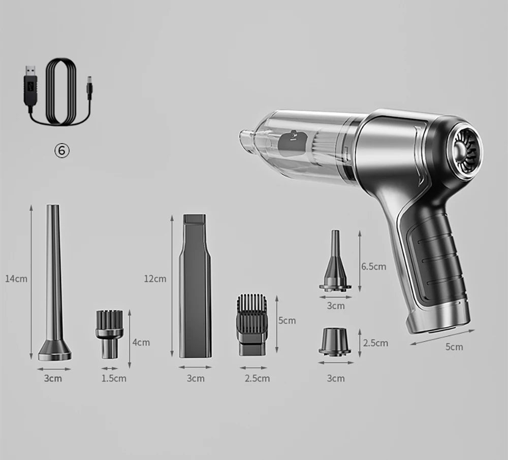 Cordless Car Vacuum — 95,000PA High Suction, 2-in-1 Blower & Vacuum