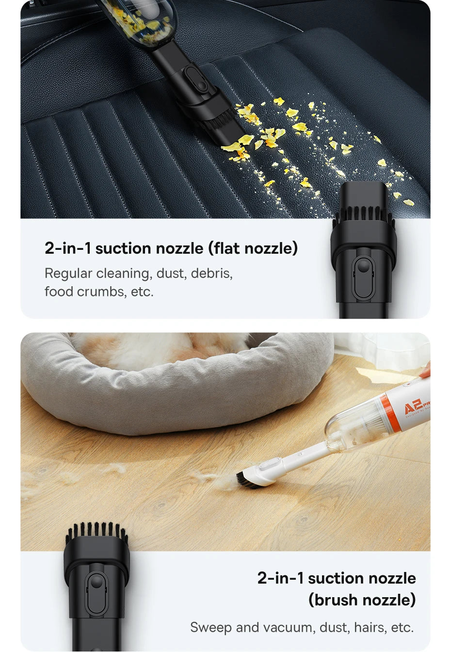 Baseus Car Vacuum — 6,000PA Blow & Vacuum 2-in-1, Home & Office