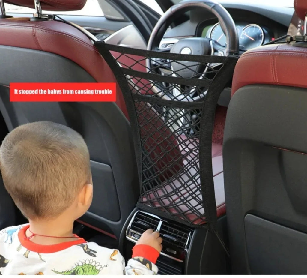 Elastic Car Seat Middle Storage Net Pocket for Vehicle Interior Organization Car Screen Isolation Net And Seat Back Storage Bag