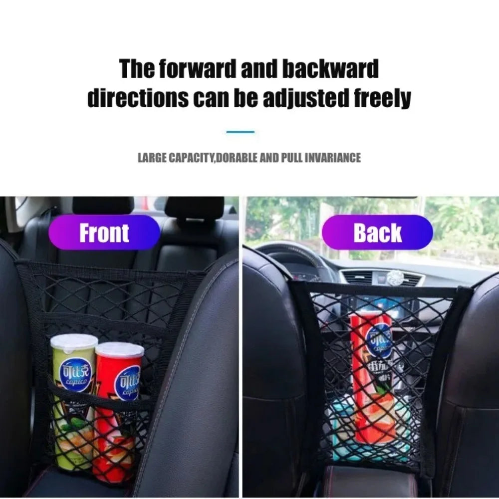 Elastic Car Seat Middle Storage Net Pocket for Vehicle Interior Organization Car Screen Isolation Net And Seat Back Storage Bag