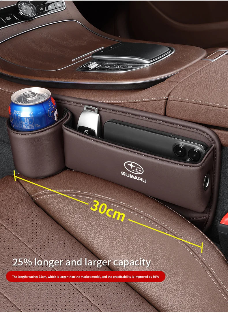 Car Sewn Seat Gap Crevice Slot Leather Storage Box For Subaru Brz Ascent Forester Impreza Legacy Outback WRX XV Auto Accessories