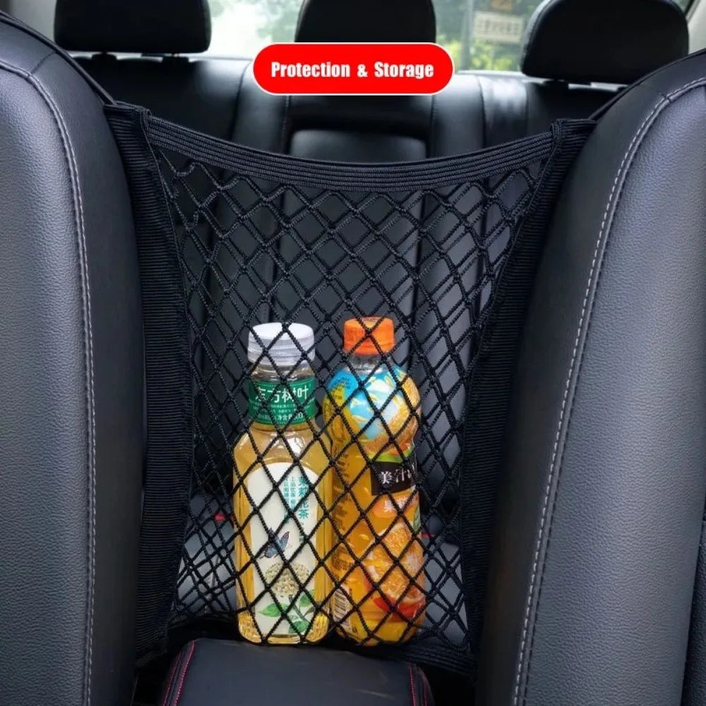 Elastic Car Seat Middle Storage Net Pocket for Vehicle Interior Organization Car Screen Isolation Net And Seat Back Storage Bag
