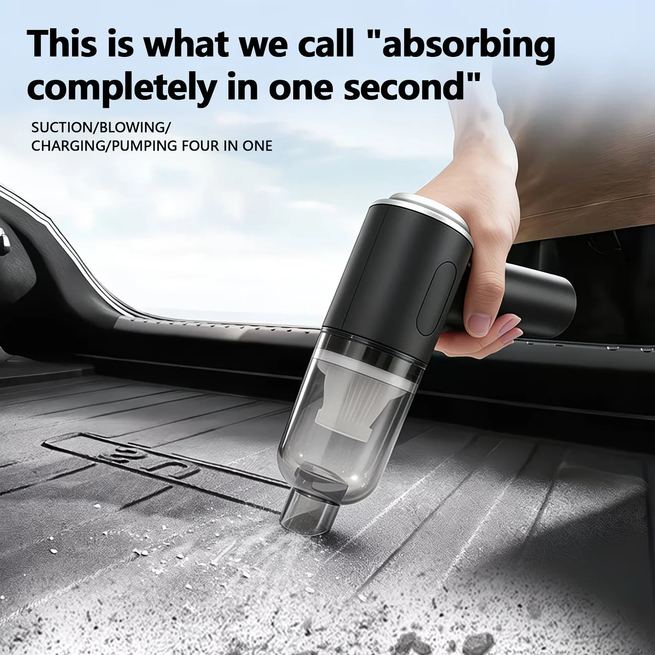 Compact Pump Car Vacuum — Multi-Purpose Portable, Vehicles & Household