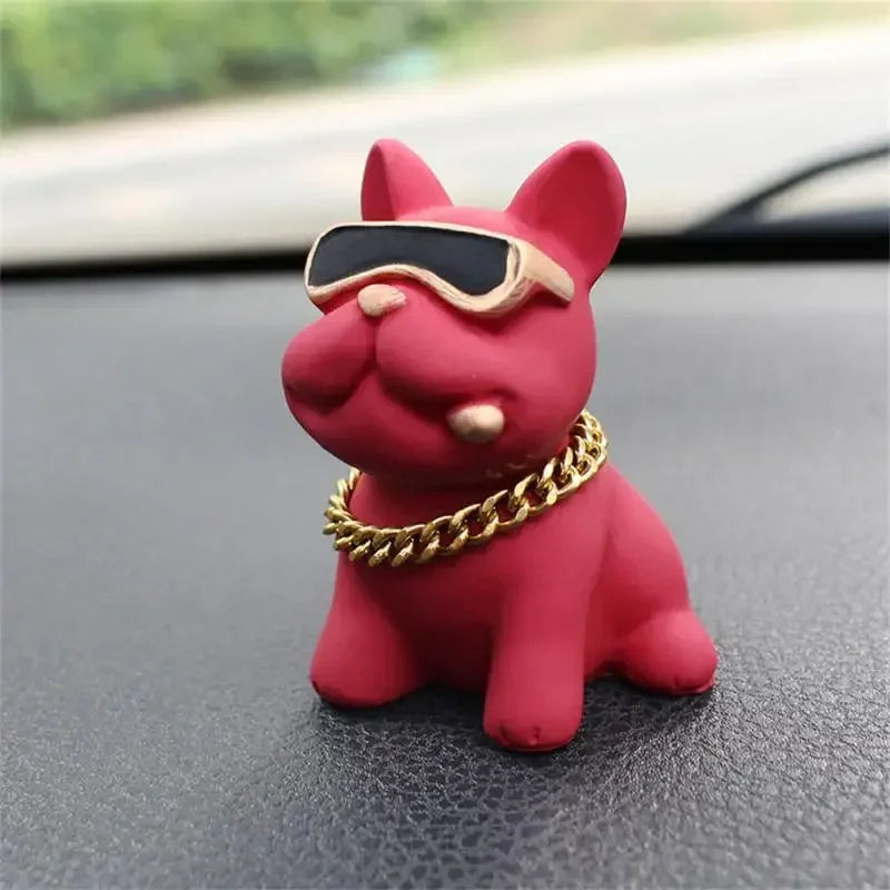 Bulldog Car Dashboard Ornament — Resin Figurine Desk & Console Decoration